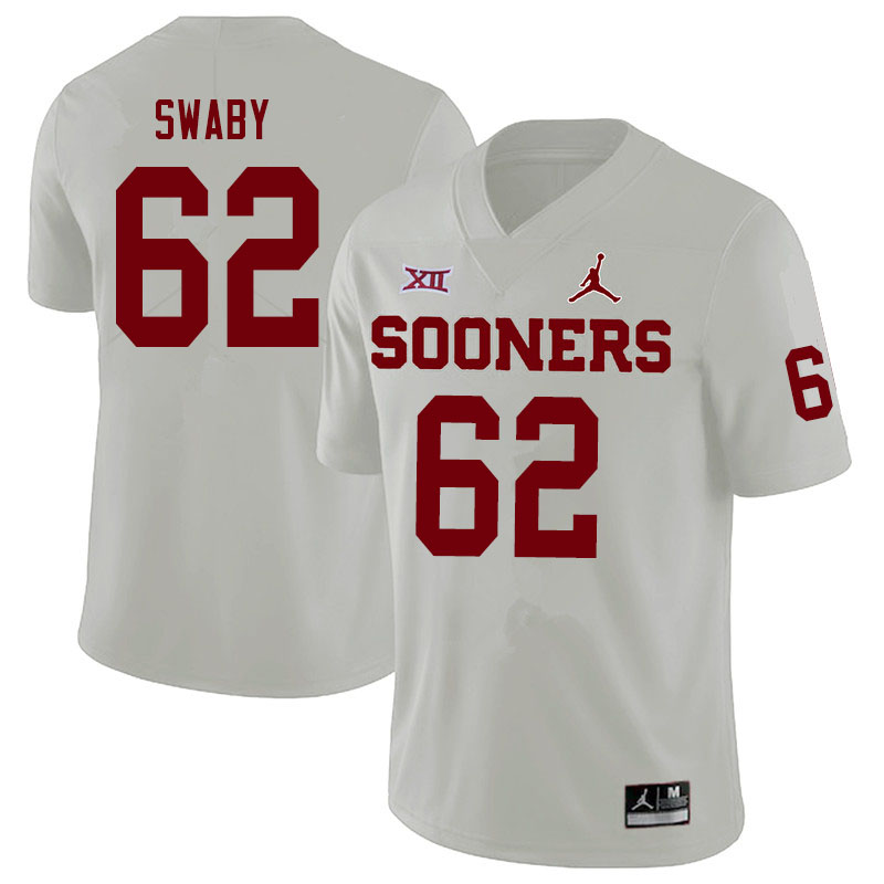 Men #62 David Swaby Oklahoma Sooners Jordan Brand College Football Jerseys Sale-White - Click Image to Close